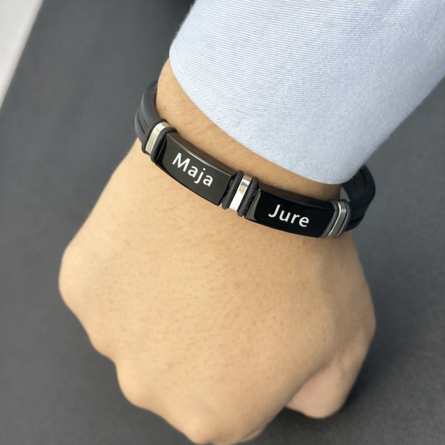 Personalizirana moška zapestnica z dvojnim prostorom za gravuro