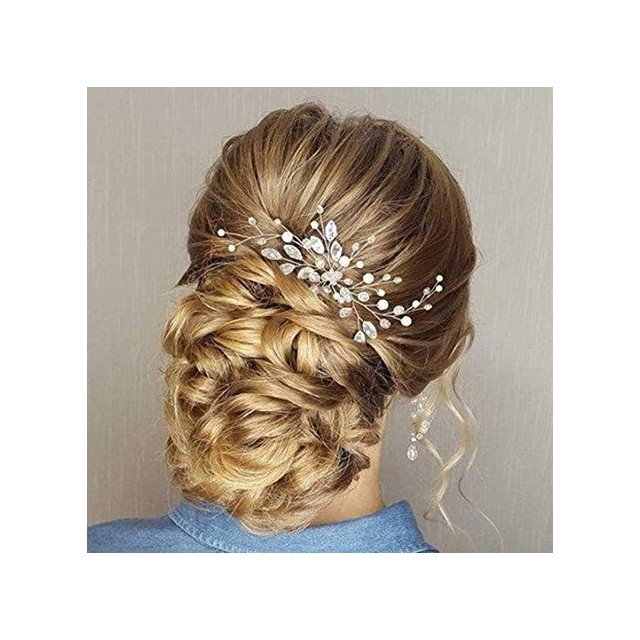 Poročna lasnica belo srebrna HP103-1