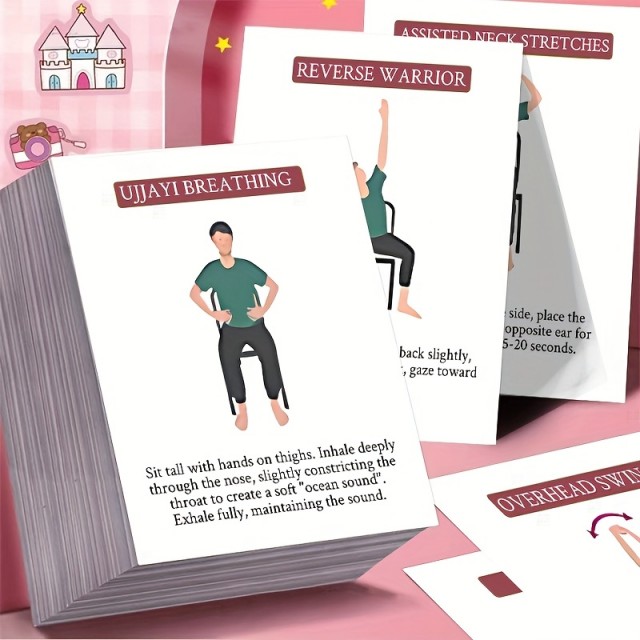 Set kart z navodili za jogo na stolu