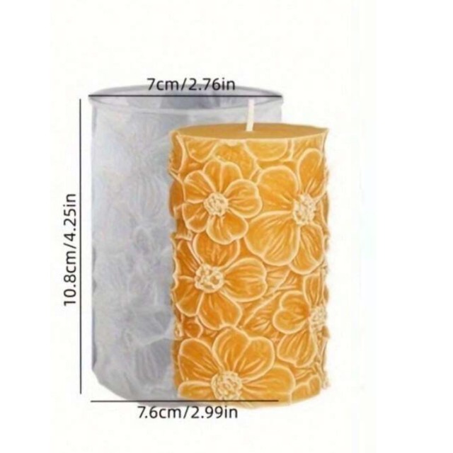 Silikonski kalup za sveče – cvetlični motiv (visok model)