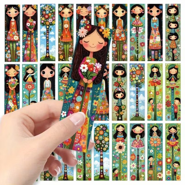 32 knjižnih kazal z motivom vesele punčke