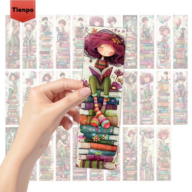 Komplet 32 zaznamkov za knjige z motivom fantka in punčke 