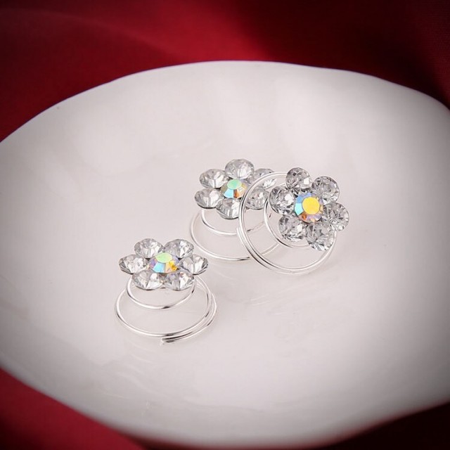 Komplet 12 spiralastih lasnic, rožice