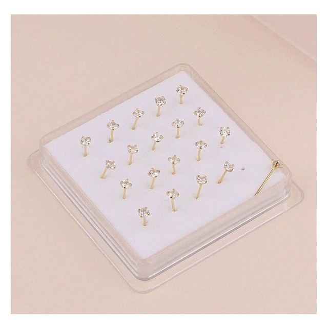 Škatlica z 20 piercingi za nos srebrne barve