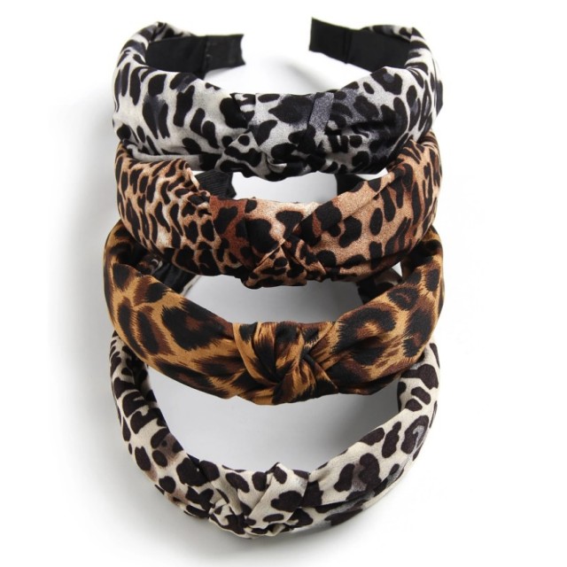Komplet 4 obročev za lase z leopard vzorcem