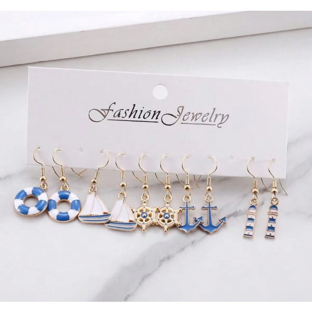 Komplet 5 parov poletnih uhančkov 