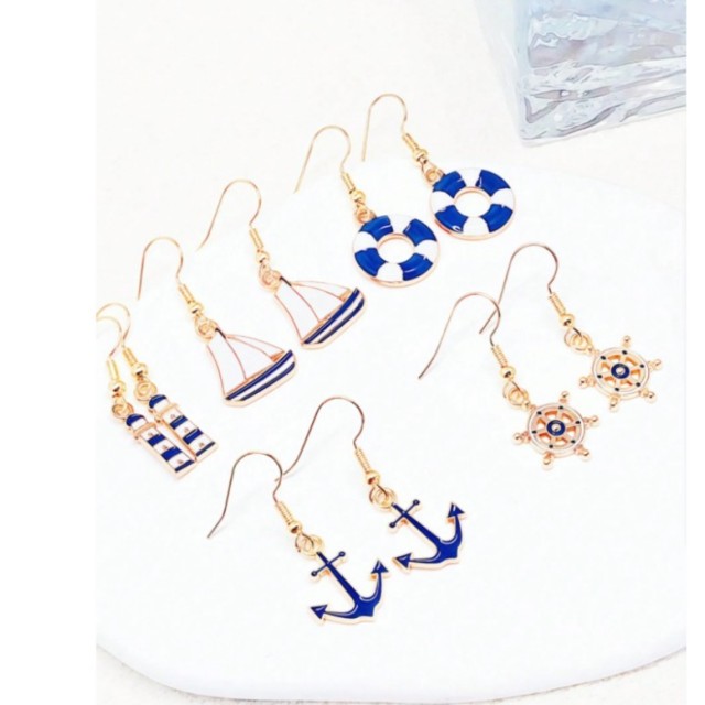 Komplet 5 parov poletnih uhančkov 