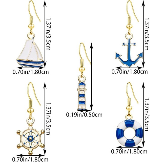 Komplet 5 parov poletnih uhančkov 