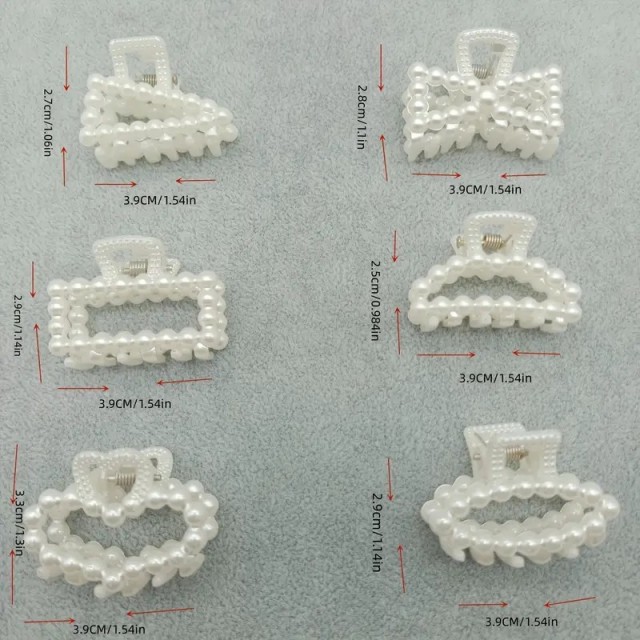 Komplet 6 sponk za lase iz umetnih biserov