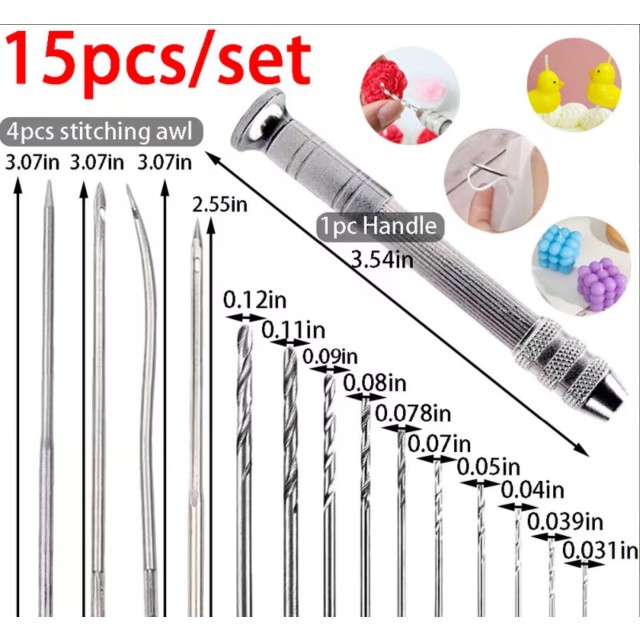 15 delni komplet igel za prebadanje silikonskih kalupov 