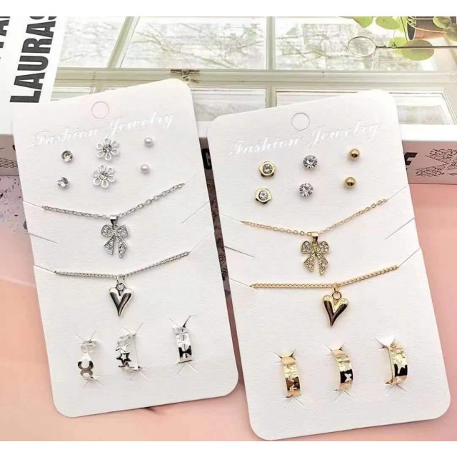 8-delni komplet nakita v srebrni barvi KN18-2