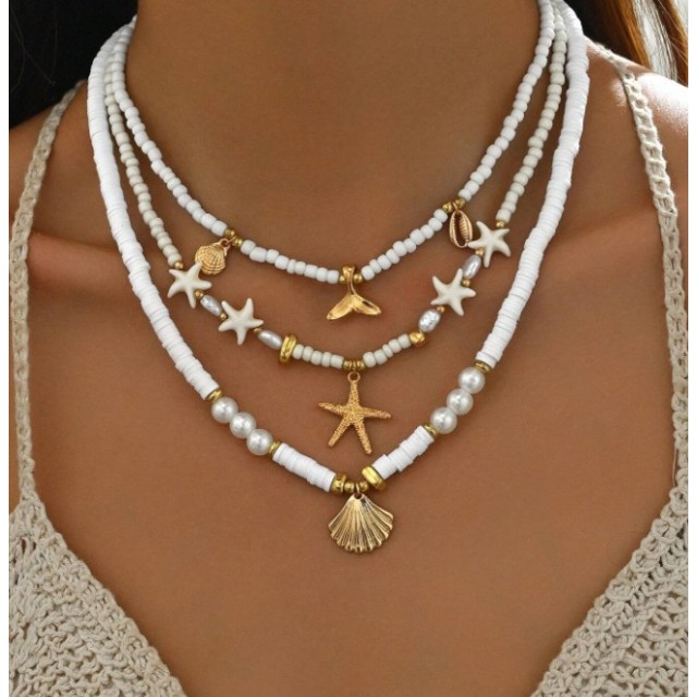 Komplet poletnih ogrlic s školjkami 