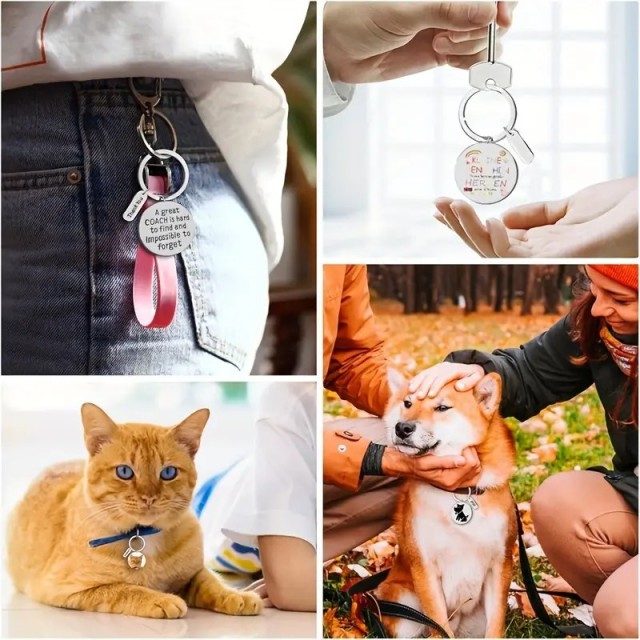 Personaliziran okrogli obesek za ključe SLIKA IN IME LJUBLJENČKA 