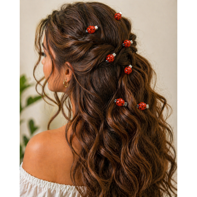 Komplet 20 mini sponkic za lase v obliki pikapolonic