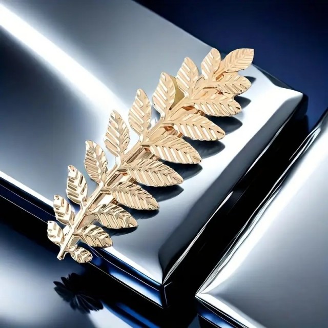 1 kos elegantne zlate velike sponke za lase z listki