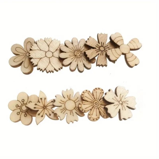 Komplet 50 lesenih rožic za dekoracijo 2,5cm