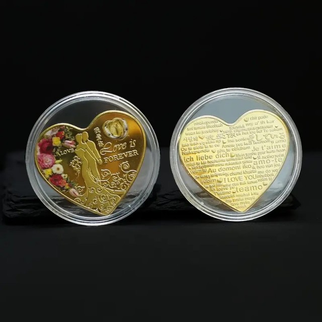 Spominski kovanec za mladoporočenca LOVE IS FOREVER