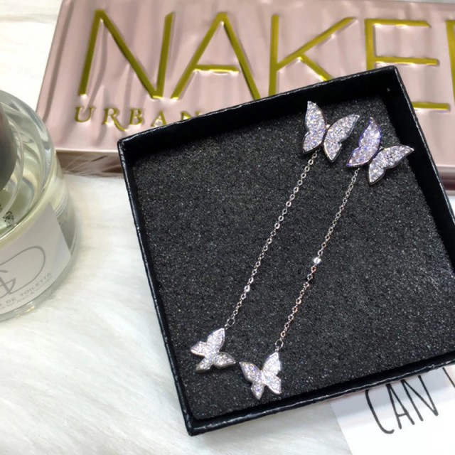 Uhani metuljčki srebrne barve, 2 možnosti nošenja