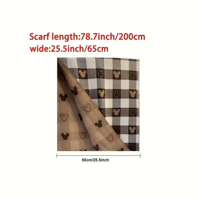 Ljubek Miki Mouse šal za jesen in zimo črno rjave barve