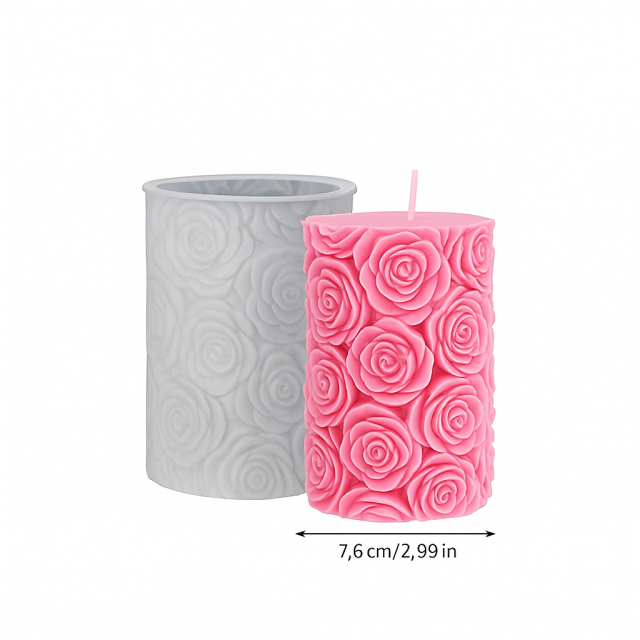 Silikonski kalup za sveče – vzorec vrtnic 