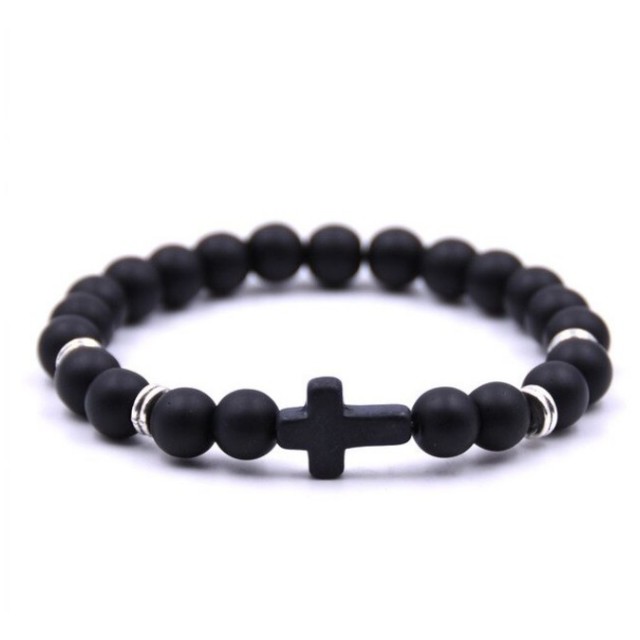 Zapestnica moška črne barve, s križem