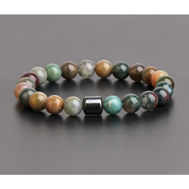 Moška raztegljiva zapestnica iz naravnega kamna s hematitom