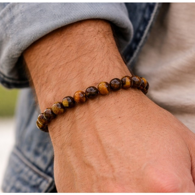 Moška raztegljiva zapestnica s tigrovim očesom