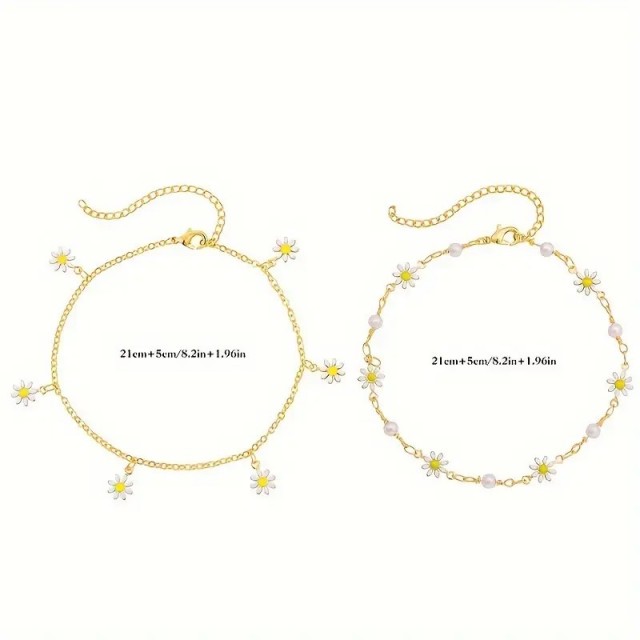 Dvodelna zapestnica za nogo z marjeticami