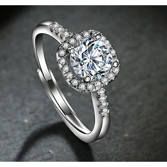 Eleganten nastavljiv prstan za ženske s cirkoni