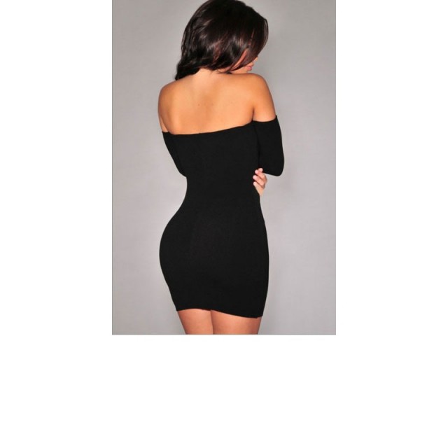 Obleka črna zapeljiva dolg rokav OB6