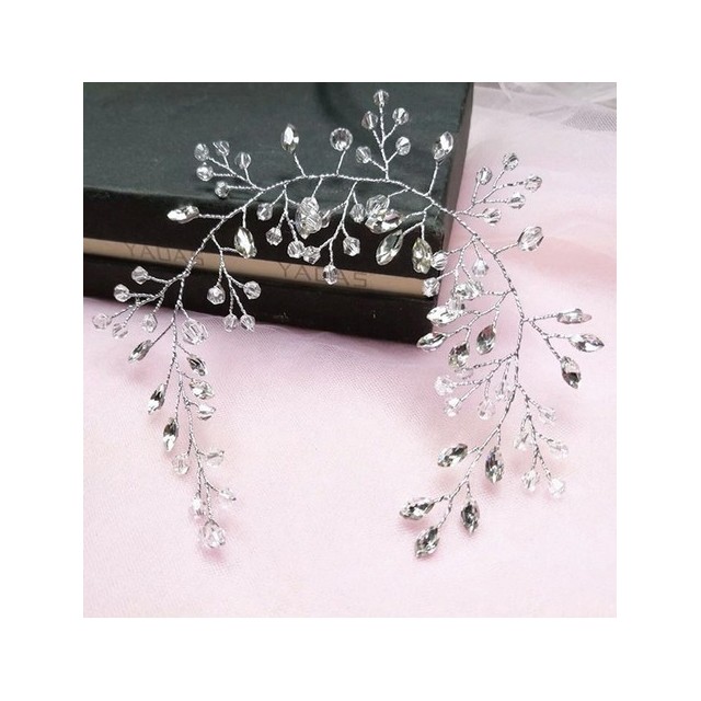 Poročni trak za lase iz žice, z biserčki