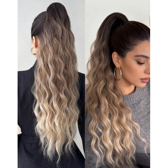 Ombre čop na klipsno dolg valovit