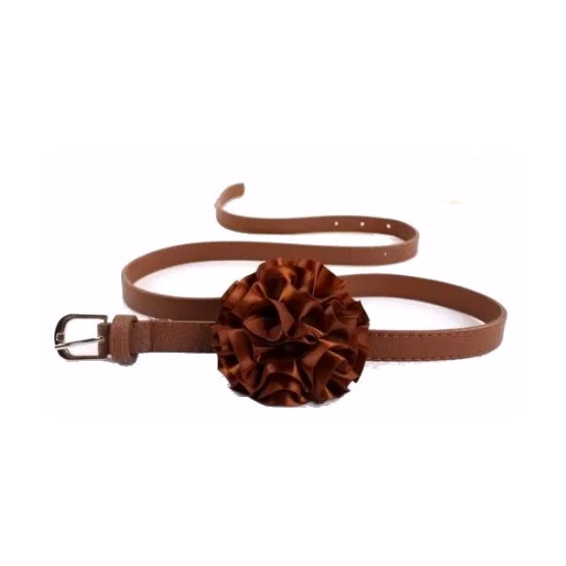 Modni pas v rjavi barvi svilena rožica