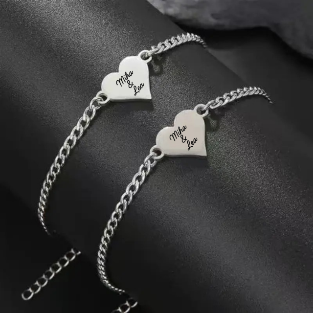 Komplet 2 personaliziranih zapestnic za pare z gravuro po želji