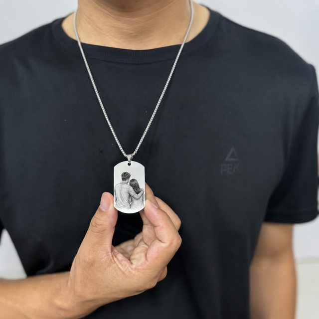 Personalizirana moška ogrlica s fotografijo ali napisom po želji