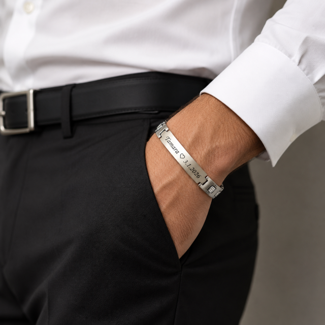 Personalizirana elegantna moška zapestnica z gravuro po želji