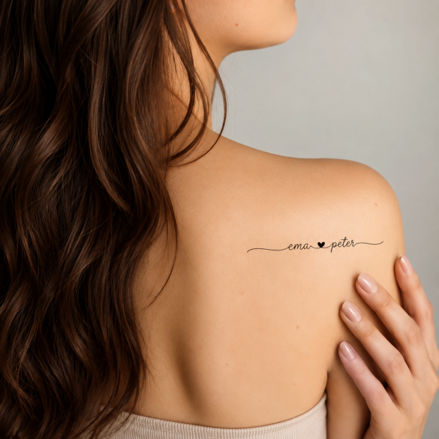 Personalizirana tattoo nalepka z elegantno pisavo in imeni po želji