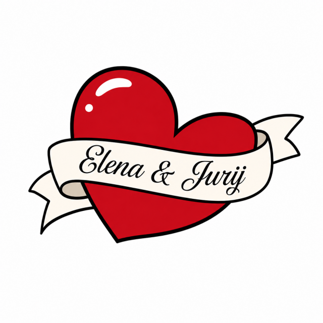 Personalizirana tattoo nalepka s srcem in imeni po želji 
