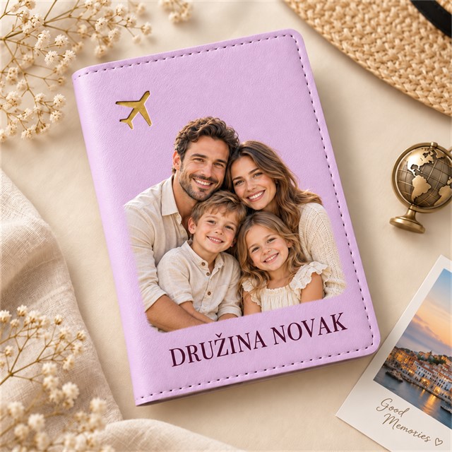 Personaliziran ovitek za potni list s fotografijo in besedilom po želji