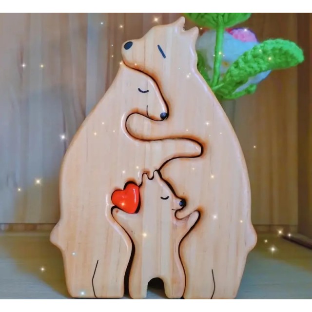 Personalizirana lesena medvedja sestavljanka VAŠA DRUŽINA