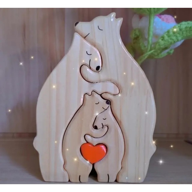 Personalizirana lesena medvedja sestavljanka VAŠA DRUŽINA