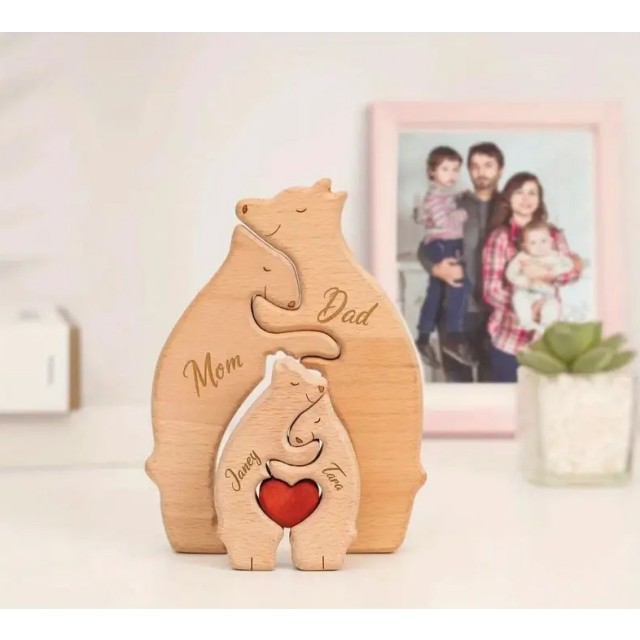 Personalizirana lesena medvedja sestavljanka VAŠA DRUŽINA