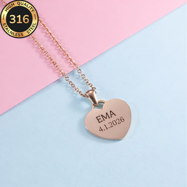 Personalizirana ogrlica z obeskom srca in gravuro po želji 