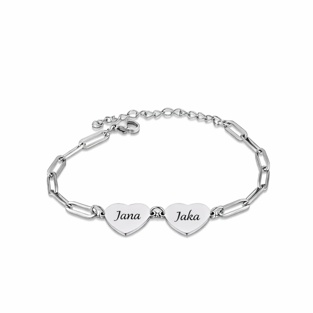 Personalizirana zapestnica dva srčka in gravura po želji 