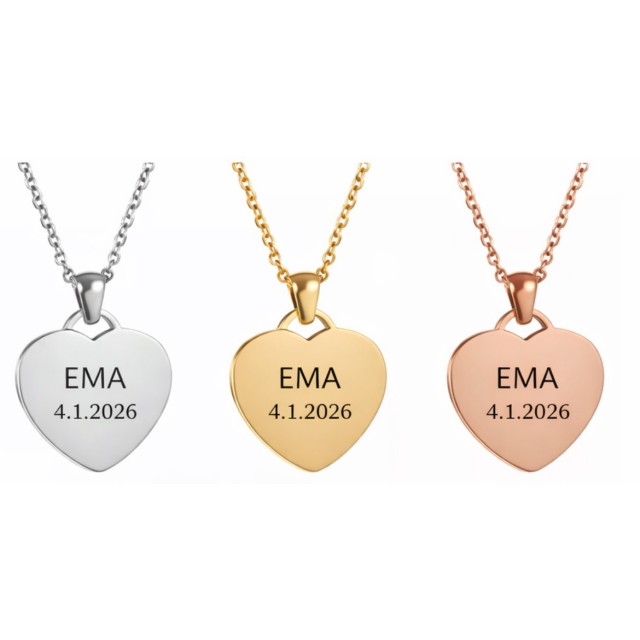 Personalizirana ogrlica z obeskom srca in gravuro po želji 