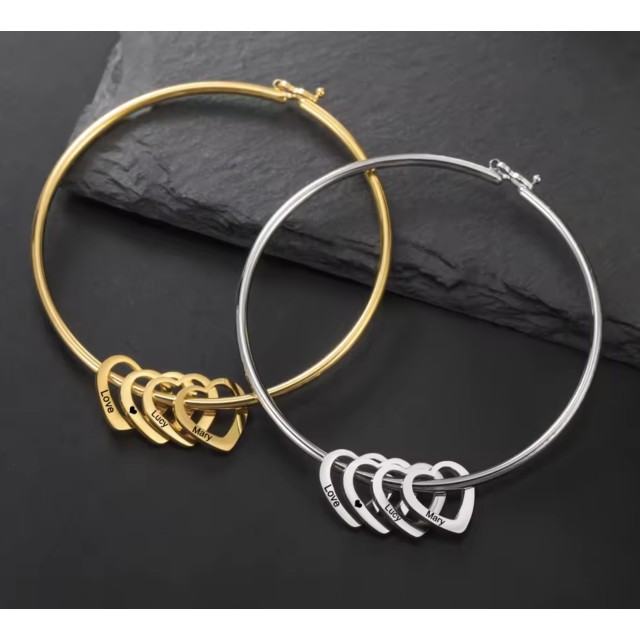 Personalizirana zapestnica s srci in gravurami po želji