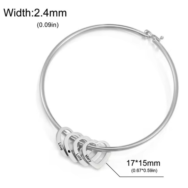 Personalizirana zapestnica s srci in gravurami po želji