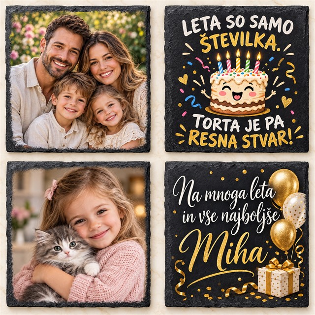Personaliziran podstavek iz kamna – kvadratni