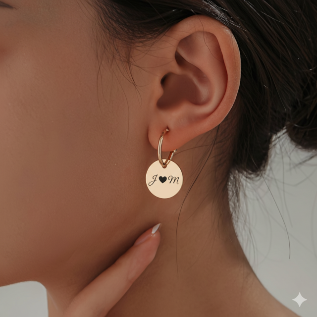 Personalizirani okrogli uhani z gravuro po želji