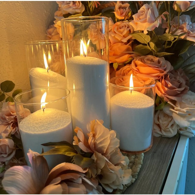 Bel voščeni pesek za sveče brez taljenja